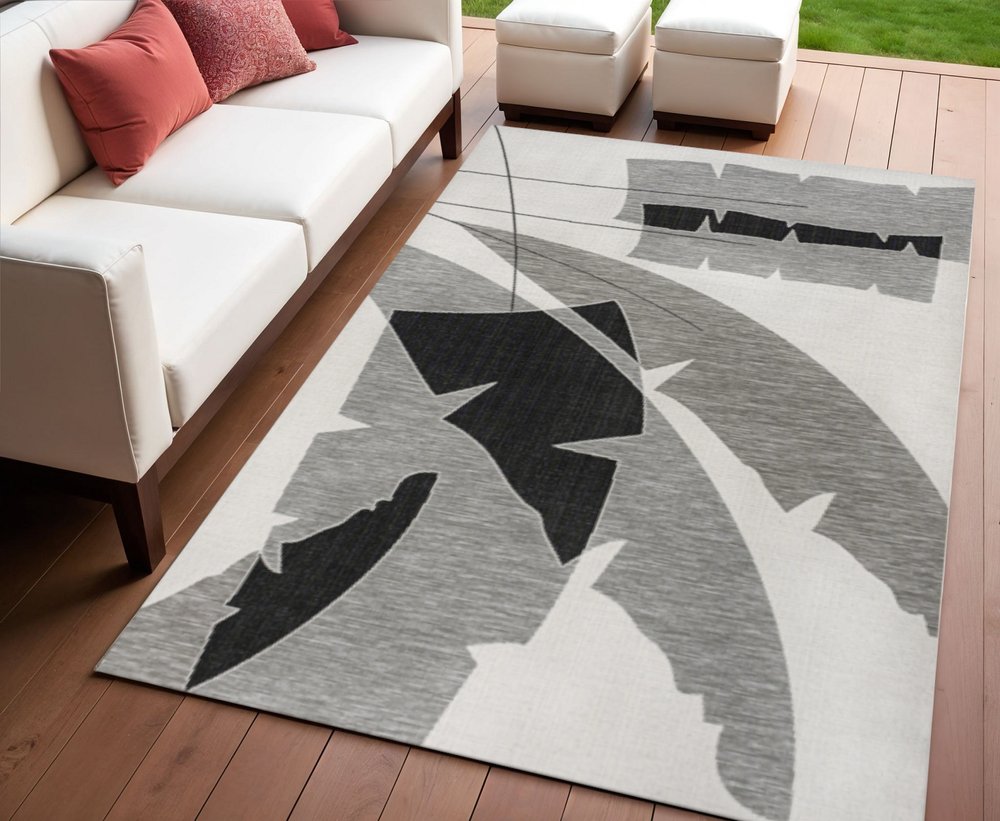 4' X 6' Gray And Cream Abstract Indoor Outdoor Area Rug HomeRoots