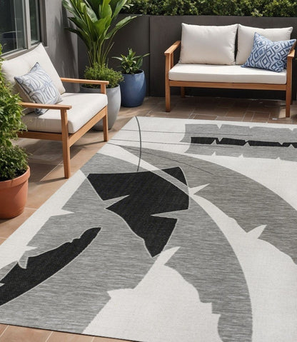 5' X 8' Gray And Cream Abstract Indoor Outdoor Area Rug HomeRoots