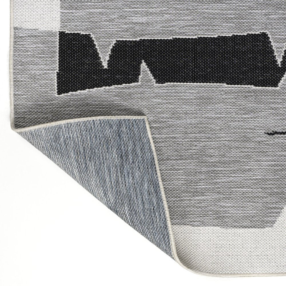 5' X 8' Gray And Cream Abstract Indoor Outdoor Area Rug — view 2
