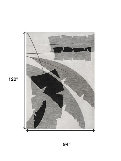 8' X 10' Gray And Cream Abstract Indoor Outdoor Area Rug HomeRoots