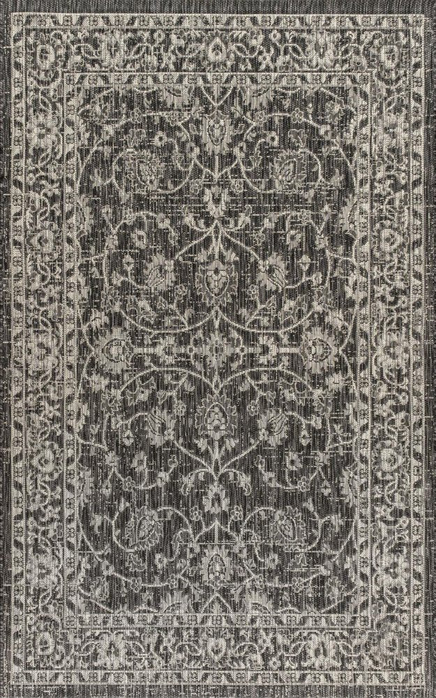 5' X 8' Black And Gray Medallion Indoor Outdoor Area Rug — view 3