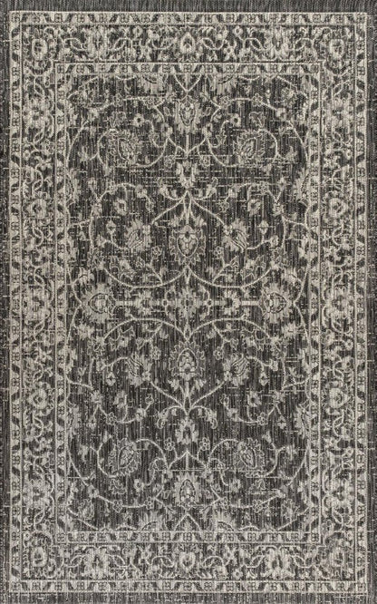 5' X 8' Black And Gray Medallion Indoor Outdoor Area Rug HomeRoots
