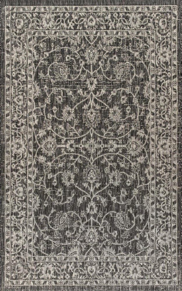 5' X 8' Black And Gray Medallion Indoor Outdoor Area Rug — view 1