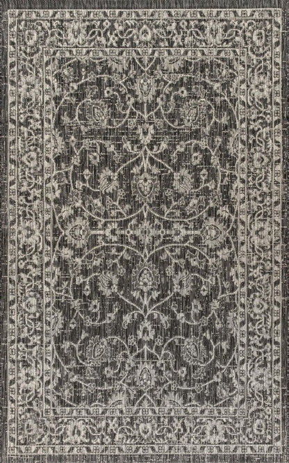 5' X 8' Black And Gray Medallion Indoor Outdoor Area Rug HomeRoots
