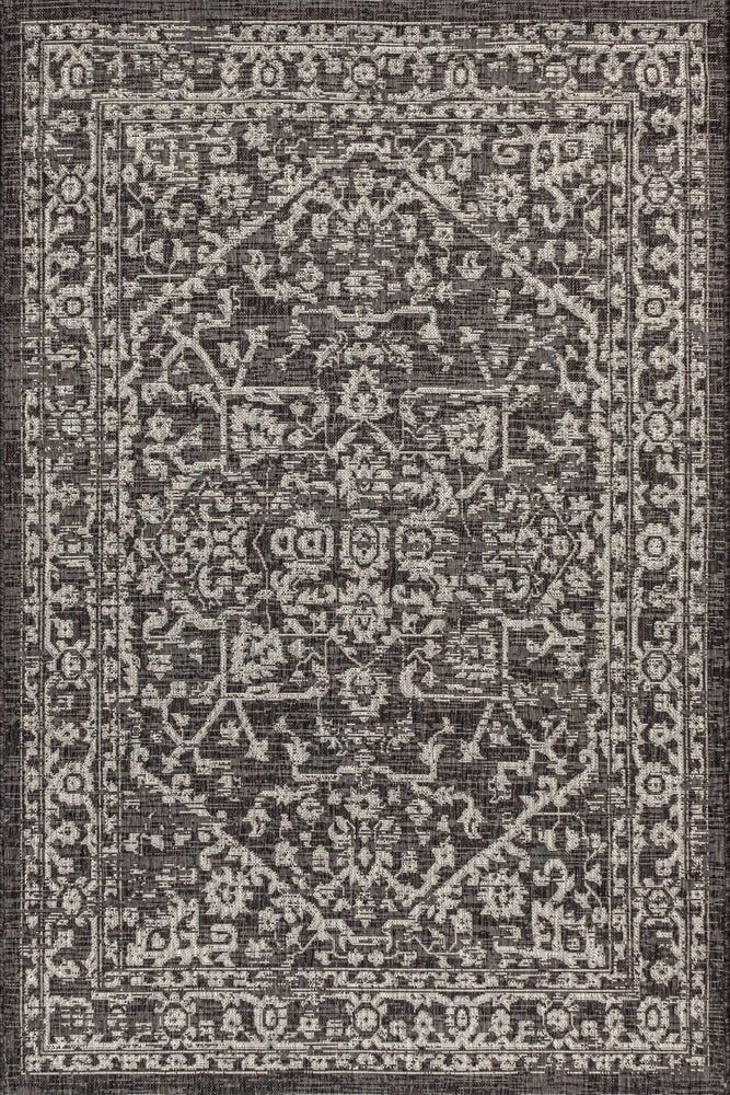 4' X 6' Black And Gray Medallion Indoor Outdoor Area Rug HomeRoots
