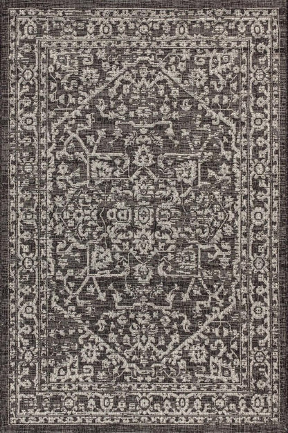 4' X 6' Black And Gray Medallion Indoor Outdoor Area Rug HomeRoots