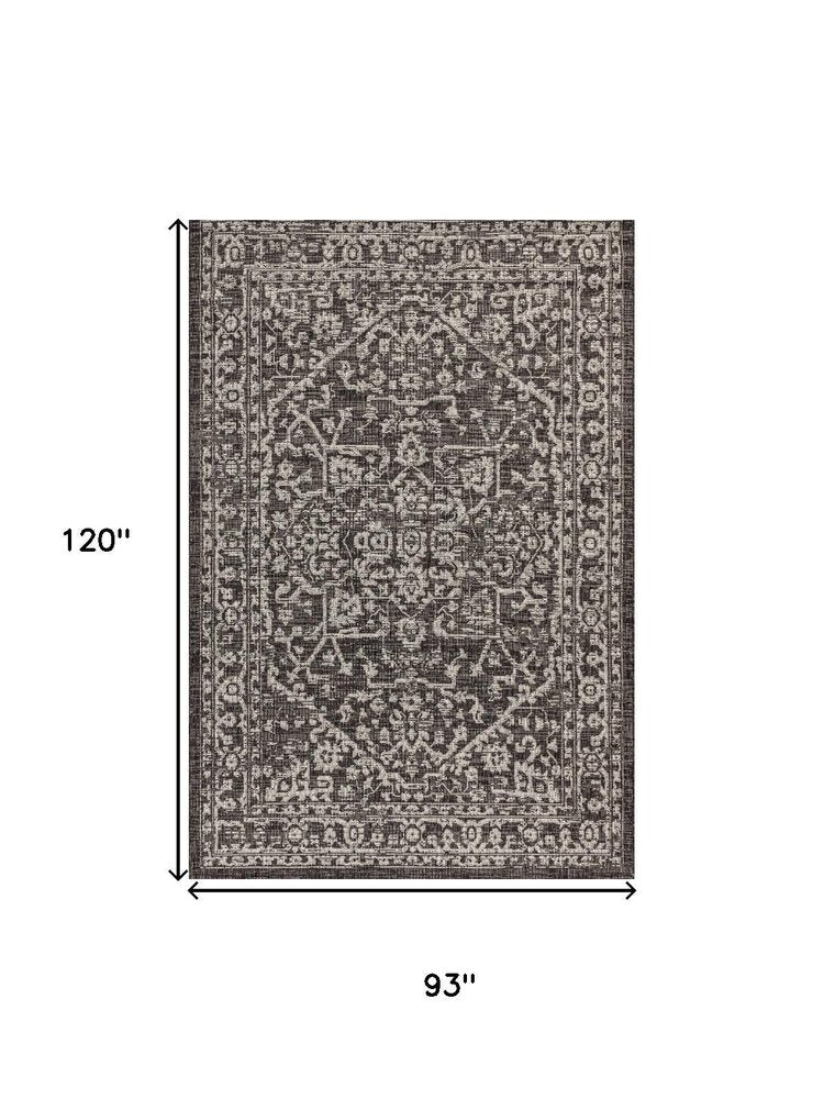 8' X 10' Black And Gray Medallion Indoor Outdoor Area Rug HomeRoots