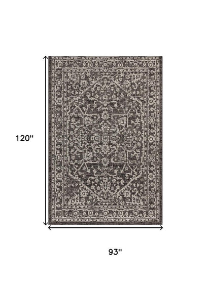 8' X 10' Black And Gray Medallion Indoor Outdoor Area Rug HomeRoots
