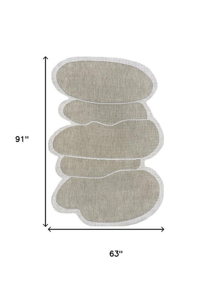 5' X 8' Beige And Cream Medallion Indoor Outdoor Area Rug HomeRoots