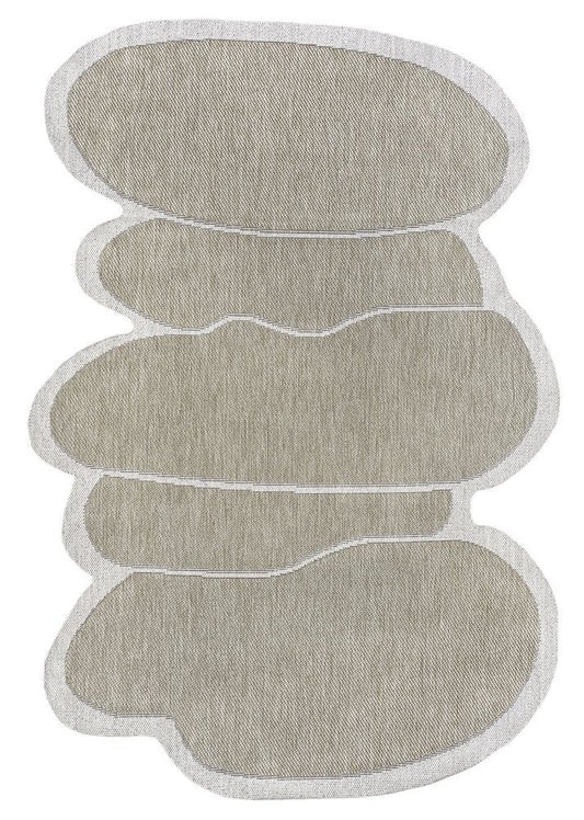 5' X 8' Beige And Cream Medallion Indoor Outdoor Area Rug