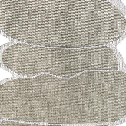 6' X 9' Beige And Cream Medallion Indoor Outdoor Area Rug
