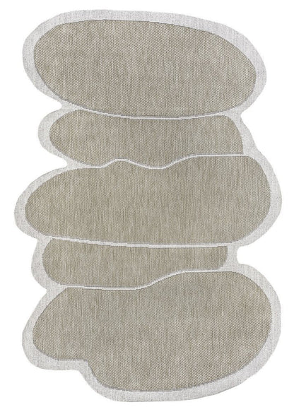 6' X 9' Beige And Cream Medallion Indoor Outdoor Area Rug
