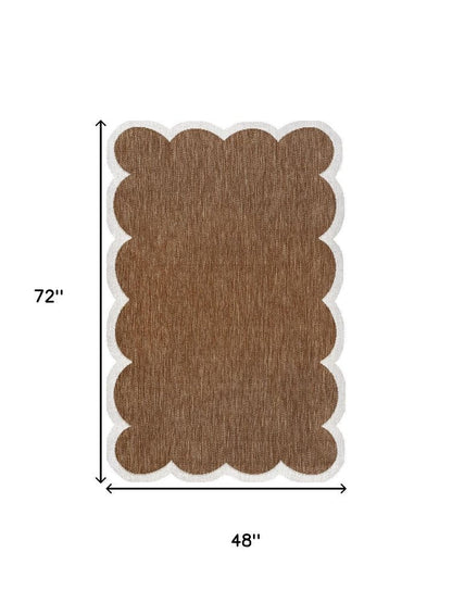 4' X 6' Terra Cotta And Cream Indoor Outdoor Area Rug HomeRoots
