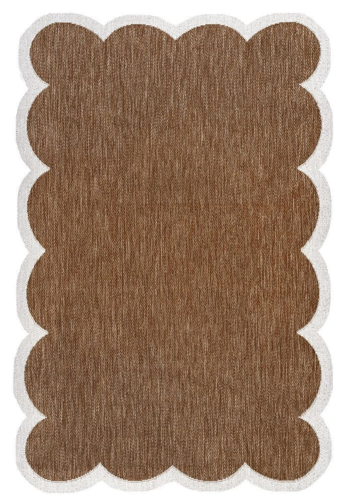 5' X 8' Terra Cotta And Cream Indoor Outdoor Area Rug HomeRoots