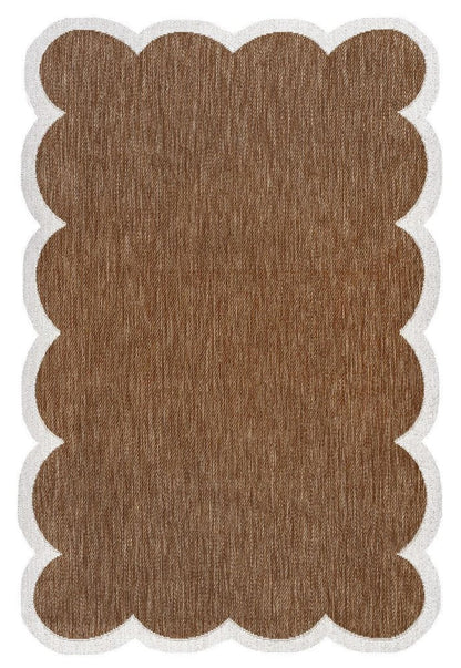 5' X 8' Terra Cotta And Cream Indoor Outdoor Area Rug HomeRoots