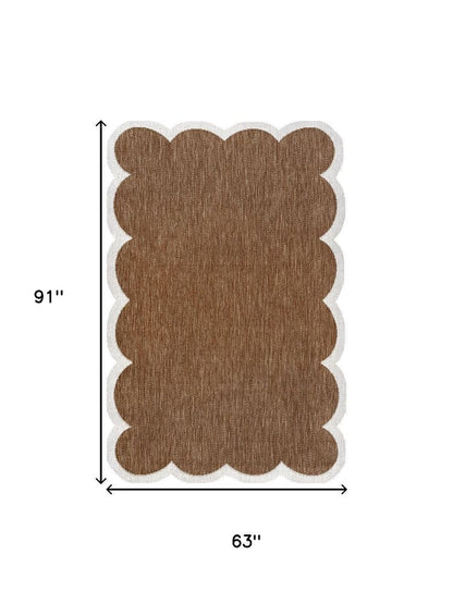 5' X 8' Terra Cotta And Cream Indoor Outdoor Area Rug HomeRoots