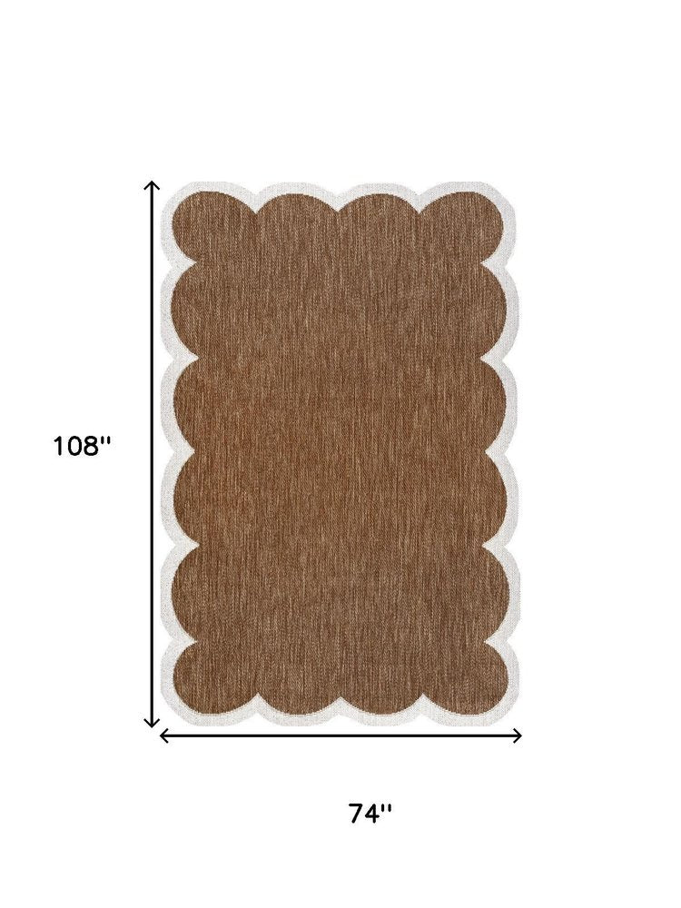 6' X 9' Terra Cotta And Cream Indoor Outdoor Area Rug — view 5