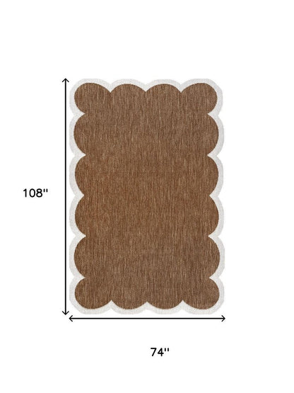 6' X 9' Terra Cotta And Cream Indoor Outdoor Area Rug HomeRoots