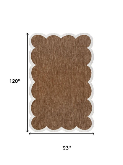 8' X 10' Terra Cotta And Cream Indoor Outdoor Area Rug