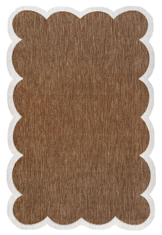 8' X 10' Terra Cotta And Cream Indoor Outdoor Area Rug