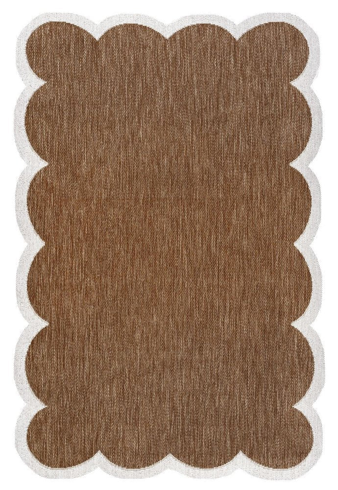 8' X 10' Terra Cotta And Cream Indoor Outdoor Area Rug — view 1