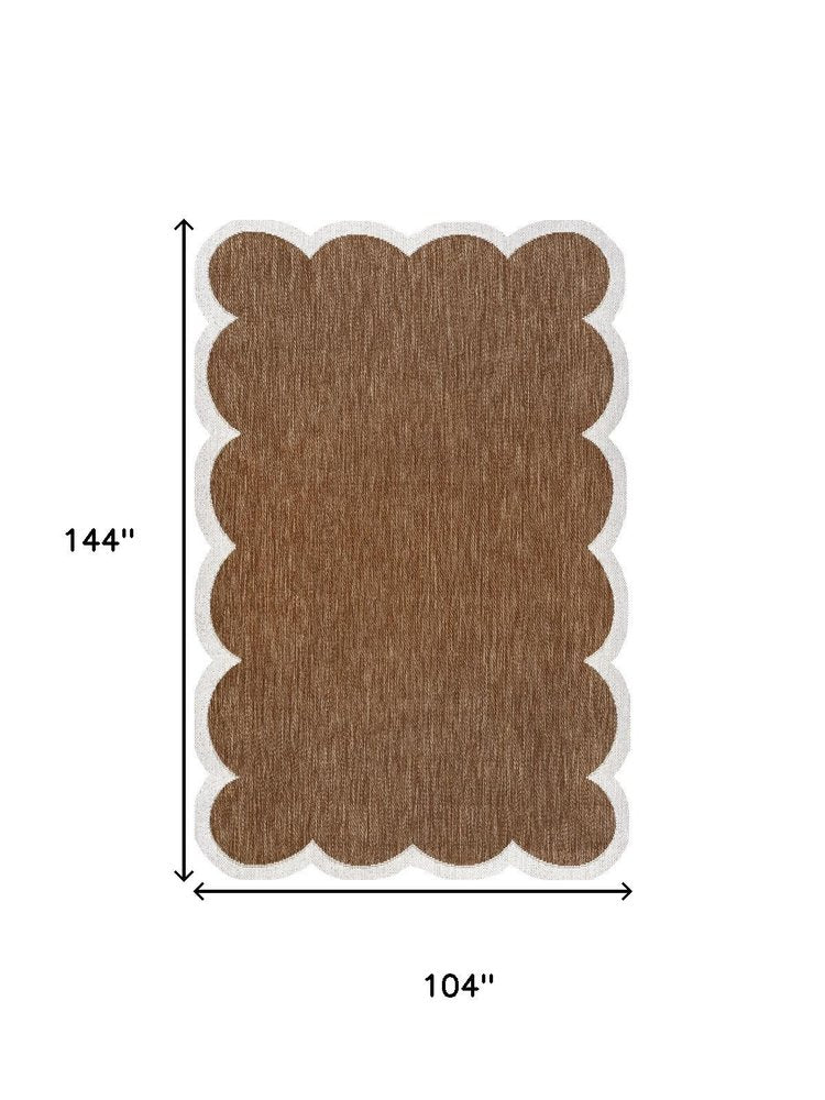 9' X 12' Terra Cotta And Cream Indoor Outdoor Area Rug — view 5