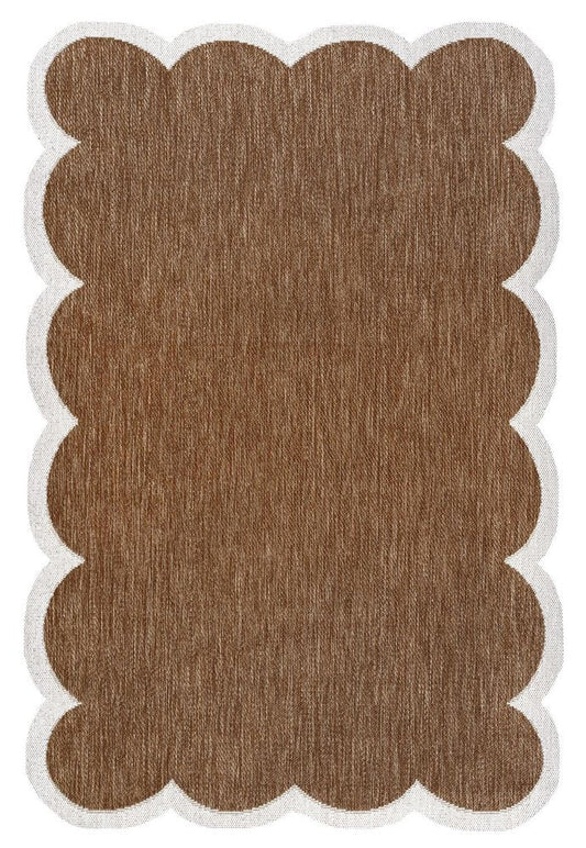 9' X 12' Terra Cotta And Cream Indoor Outdoor Area Rug