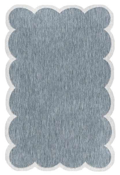 4' X 6' Turquoise And Cream Indoor Outdoor Area Rug HomeRoots