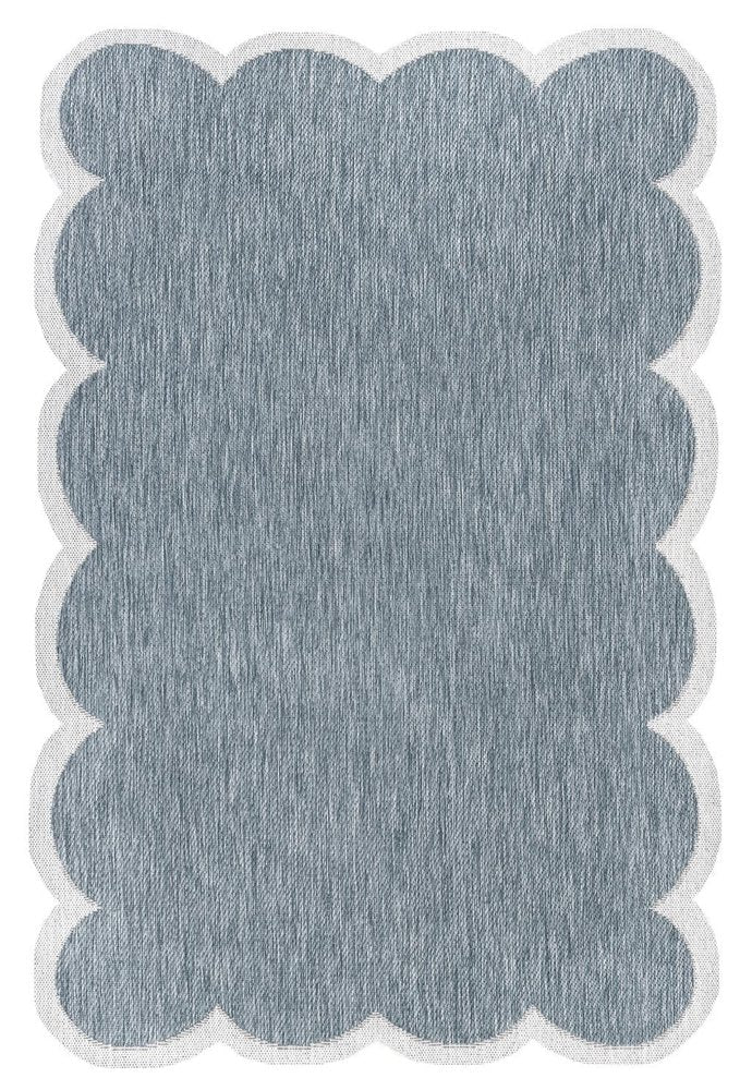 5' X 8' Turquoise And Cream Indoor Outdoor Area Rug — view 4
