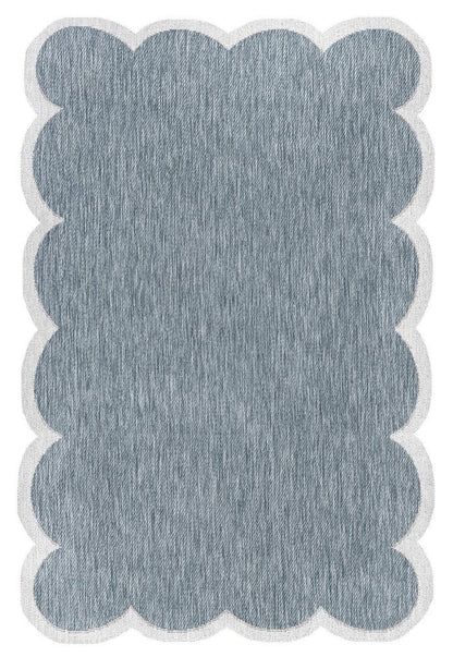 5' X 8' Turquoise And Cream Indoor Outdoor Area Rug HomeRoots