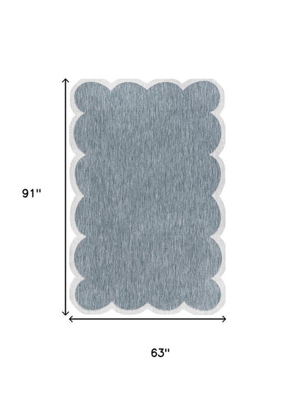5' X 8' Turquoise And Cream Indoor Outdoor Area Rug HomeRoots
