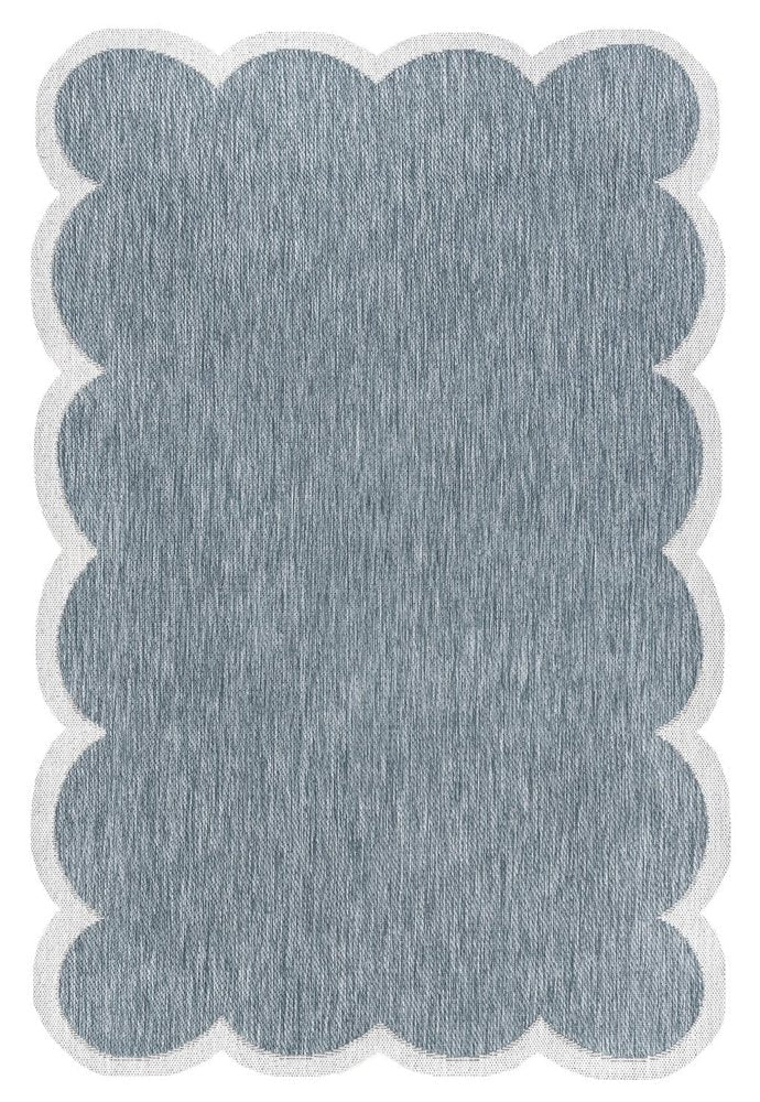 5' X 8' Turquoise And Cream Indoor Outdoor Area Rug HomeRoots