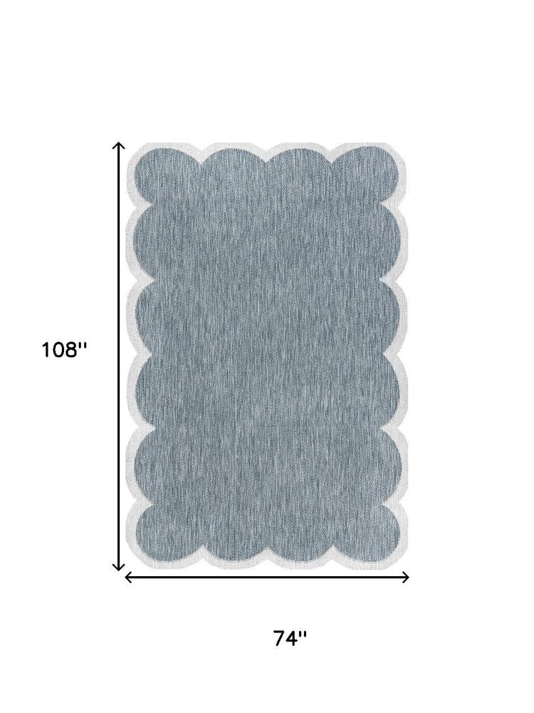 6' X 9' Turquoise And Cream Indoor Outdoor Area Rug HomeRoots