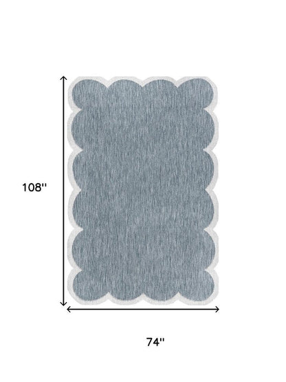 6' X 9' Turquoise And Cream Indoor Outdoor Area Rug HomeRoots