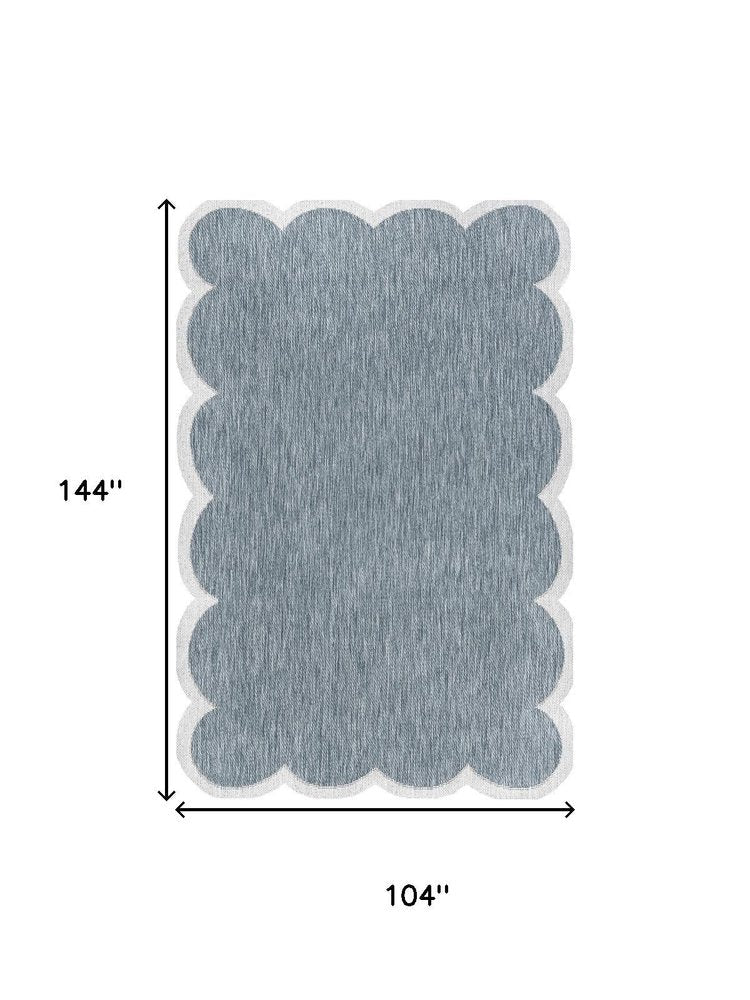 9' X 12' Turquoise And Cream Indoor Outdoor Area Rug HomeRoots