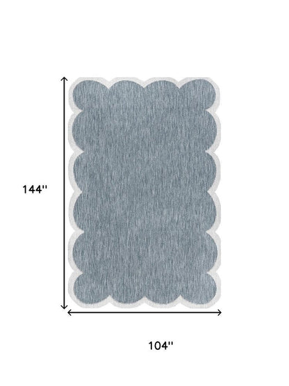 9' X 12' Turquoise And Cream Indoor Outdoor Area Rug