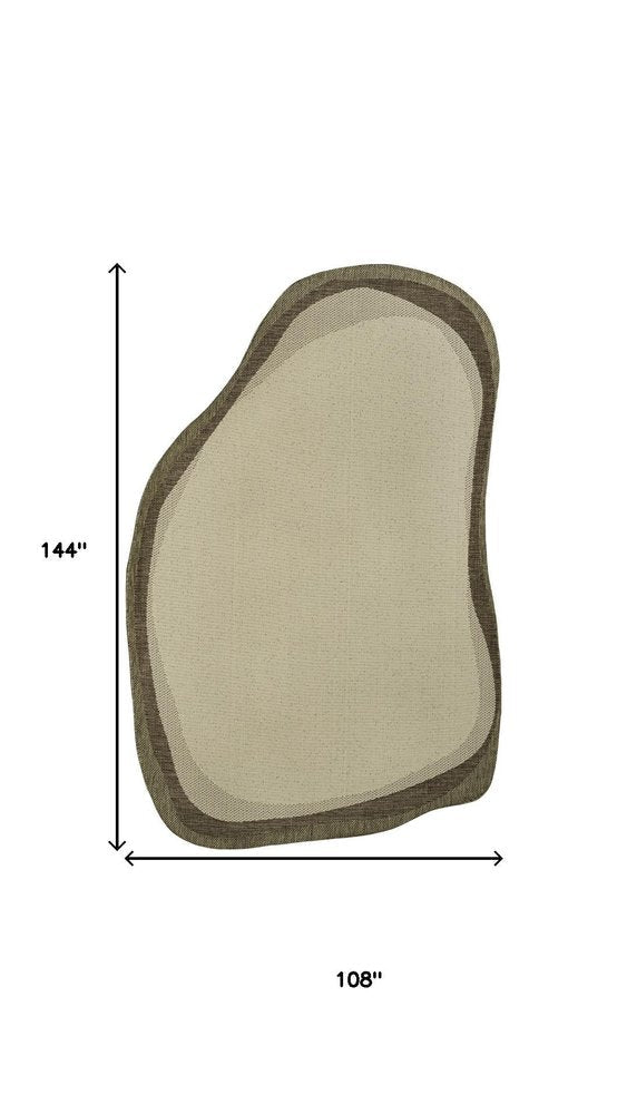 9' X 12' Beige And Brown Abstract Indoor Outdoor Area Rug HomeRoots