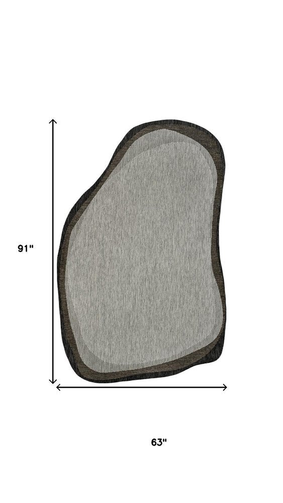 5' X 8' Gray And Black Abstract Indoor Outdoor Area Rug HomeRoots