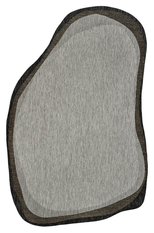 6' X 9' Gray And Black Abstract Indoor Outdoor Area Rug