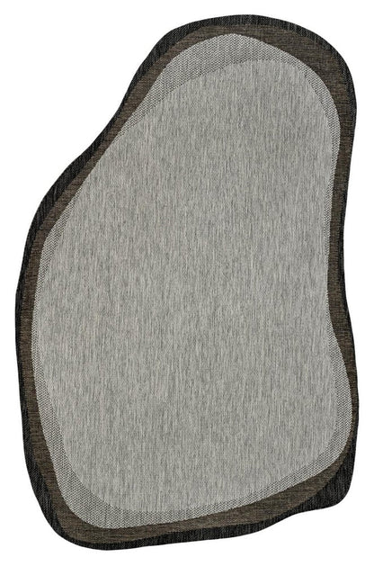 6' X 9' Gray And Black Abstract Indoor Outdoor Area Rug HomeRoots