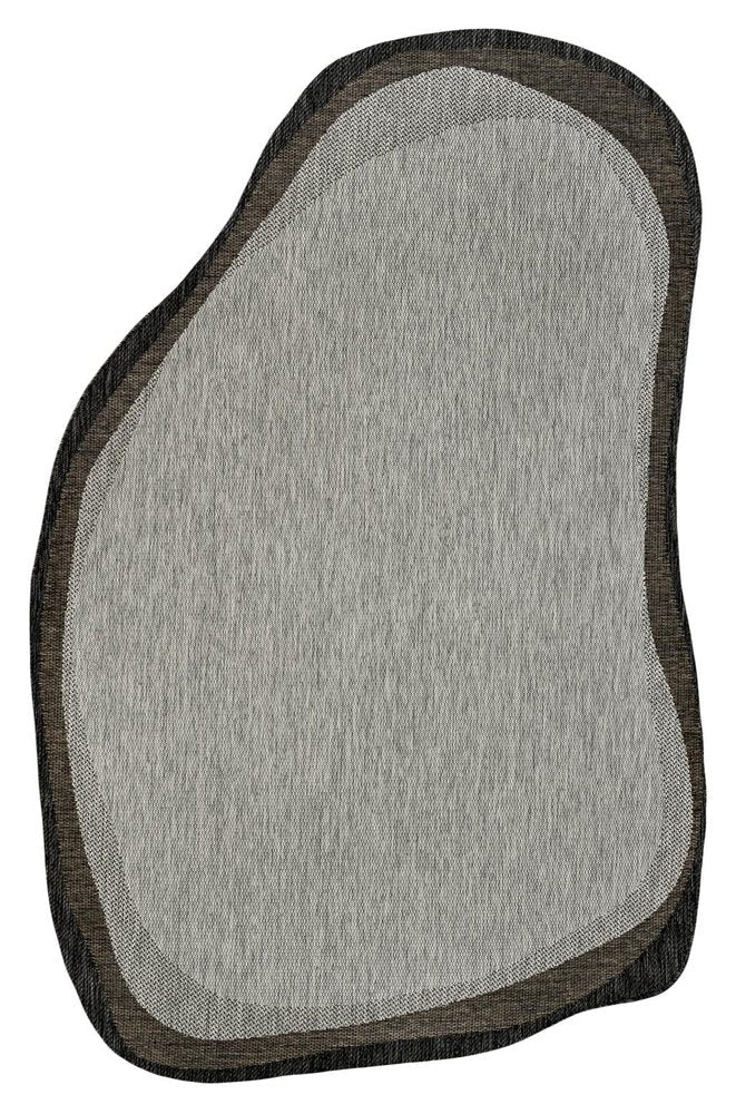 9' X 12' Gray And Black Abstract Indoor Outdoor Area Rug — view 1