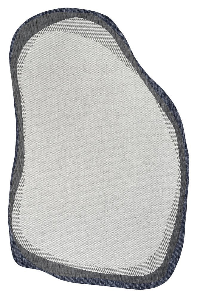 4' X 6' Cream And Navy Blue Abstract Indoor Outdoor Area Rug HomeRoots