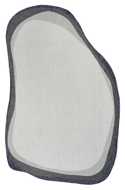 4' X 6' Cream And Navy Blue Abstract Indoor Outdoor Area Rug HomeRoots