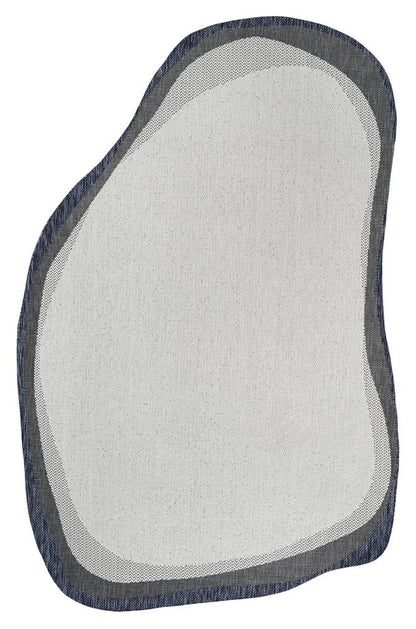 4' X 6' Cream And Navy Blue Abstract Indoor Outdoor Area Rug HomeRoots