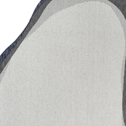 6' X 9' Cream And Navy Blue Abstract Indoor Outdoor Area Rug