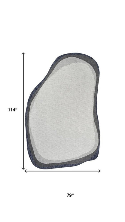 6' X 9' Cream And Navy Blue Abstract Indoor Outdoor Area Rug HomeRoots