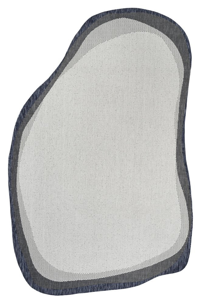 8' X 10' Cream And Navy Blue Abstract Indoor Outdoor Area Rug HomeRoots