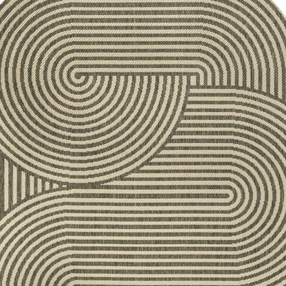 6' X 9' Beige And Brown Abstract Indoor Outdoor Area Rug