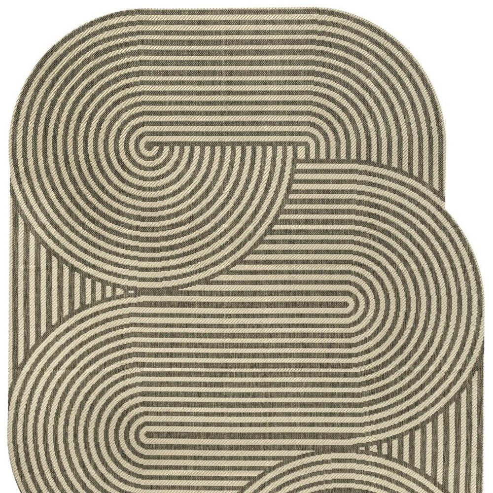 6' X 9' Beige And Brown Abstract Indoor Outdoor Area Rug — view 3