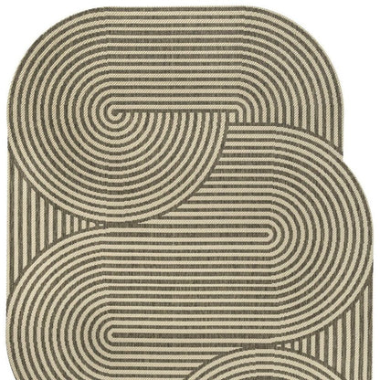 6' X 9' Beige And Brown Abstract Indoor Outdoor Area Rug HomeRoots